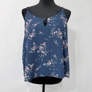 Lush Floral Cami Top Size Large Blue Pink Lightweight Feminine Cottage Casual